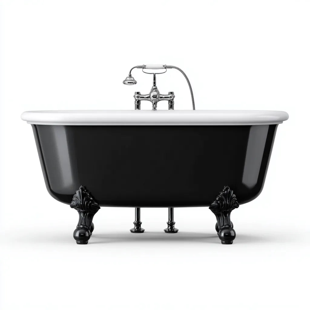 Vasca da bagno freestanding 170×75×78 cm - nero bianco - stile classico per zona bagno