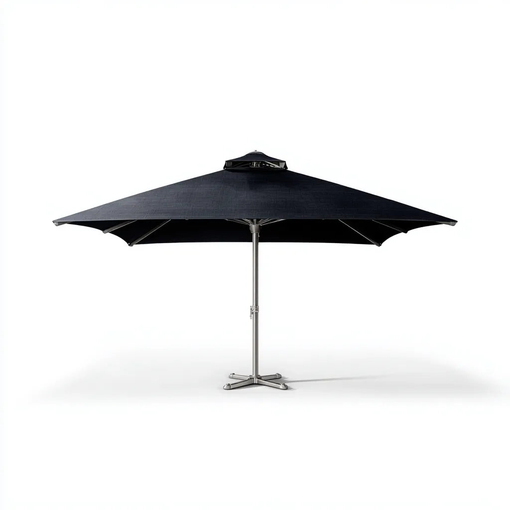 Ampio ombrellone da esterno 350×350×268 cm - blu scuro e argento - all'aperto - copertura elegante per area pranzo