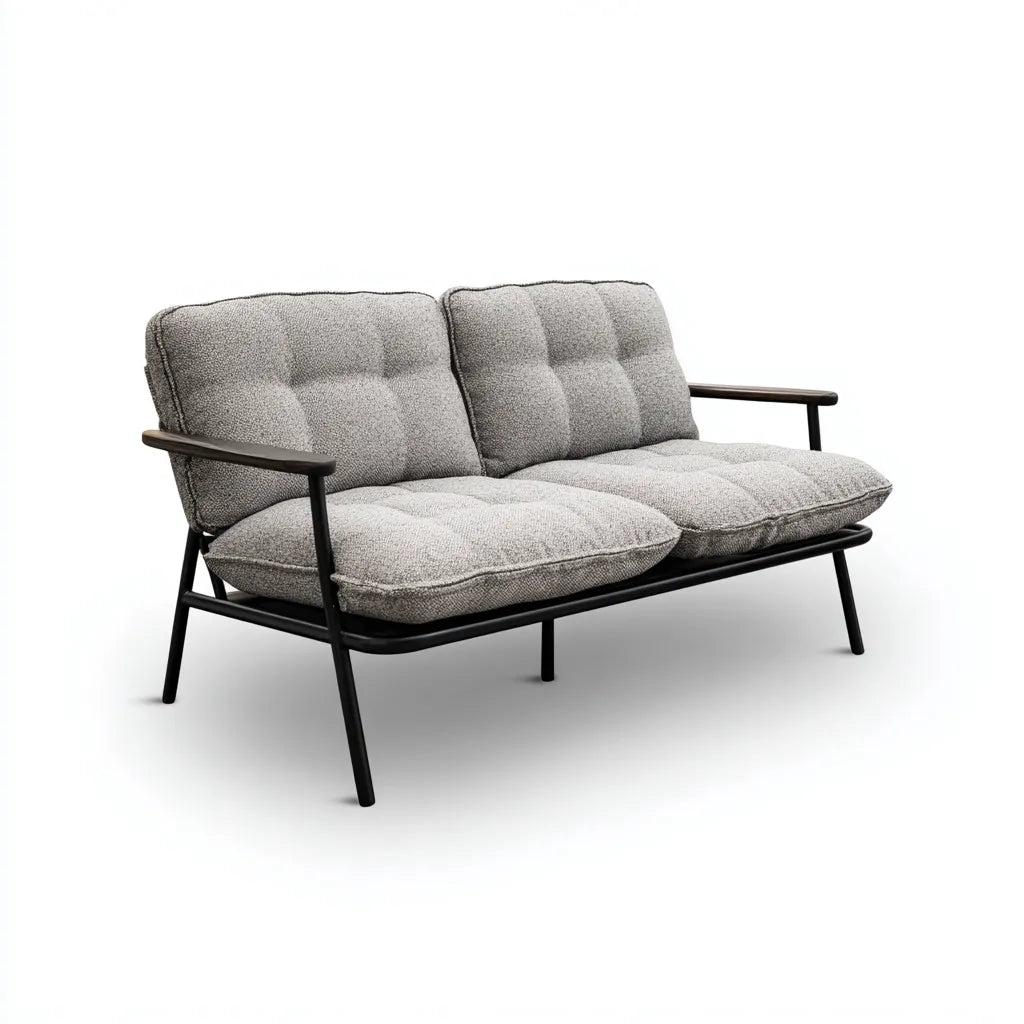 Divano da esterno 158×78×82 cm - grigio nero - tessuto e metallo per zona pranzo all'aperto