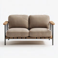 Divano da esterno 150×75×82 cm in tessuto beige e metallo nero con struttura moderna per terrazza