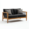 Divano da esterno 150×80×82 cm - nero e legno naturale - all'aperto - stile moderno intrecciato per terrazza