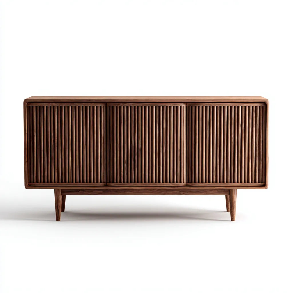 Credenza da sala da pranzo 190×42×82 cm in legno noce marrone con ante decorative stile moderno
