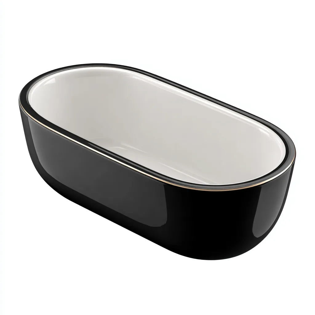 Vasca freestanding 170×80×58 cm in acrilico nero e bianco stile moderno per bagno elegante