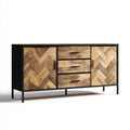 Credenza Sala da pranzo 150×40×80 cm - legno nero - ante geometriche con cassetti e spazio contenitivo