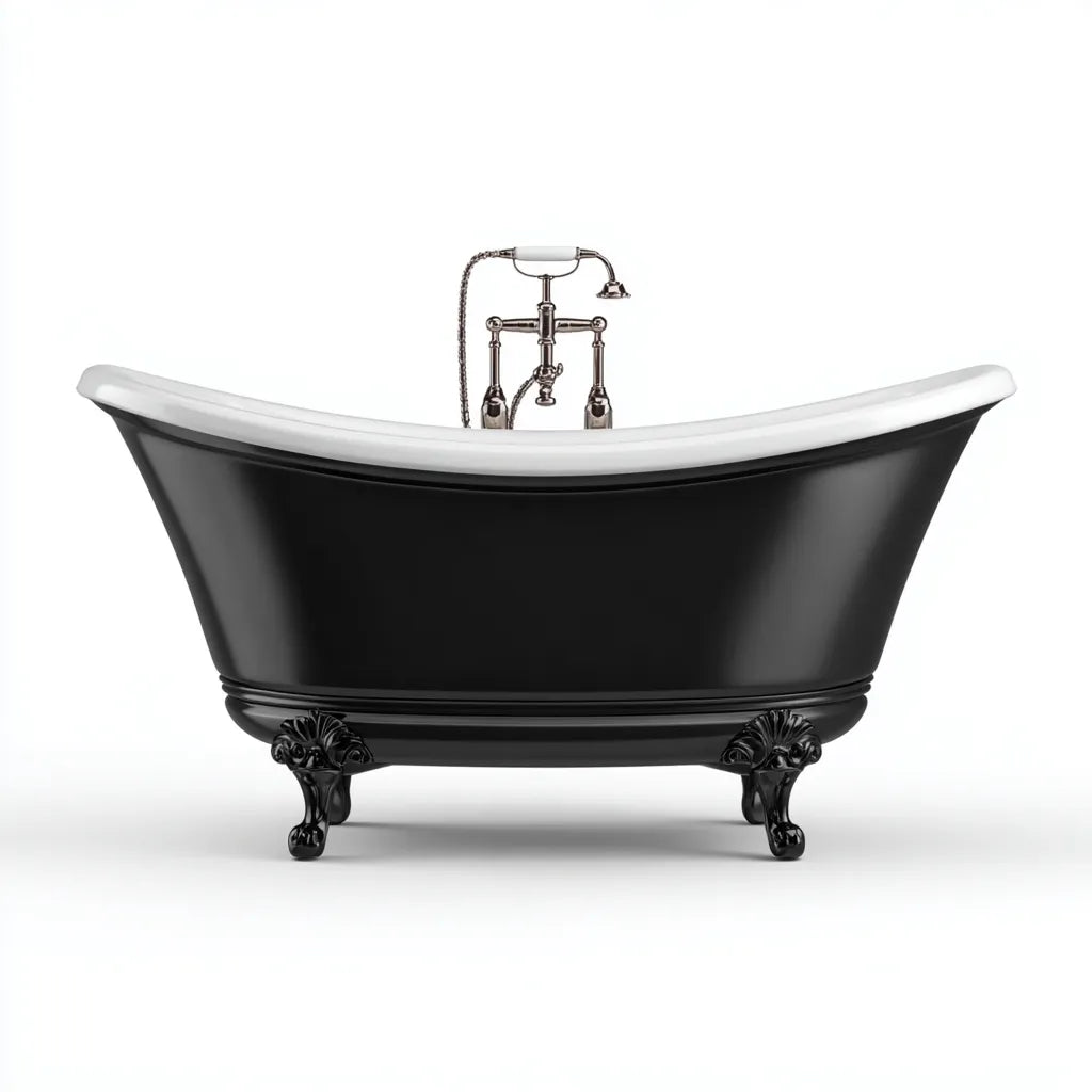 Vasca da bagno freestanding 170×75×72 cm - nero e bianco - bagno - stile classico elegante