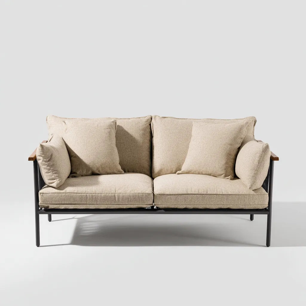 Divano da esterno 160×82×84 cm - beige e nero - all'aperto - stile contemporaneo per terrazza e ristorante