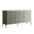 Credenza da sala da pranzo 180×45×85 cm in legno verde chiaro con dettagli dorati stile elegante