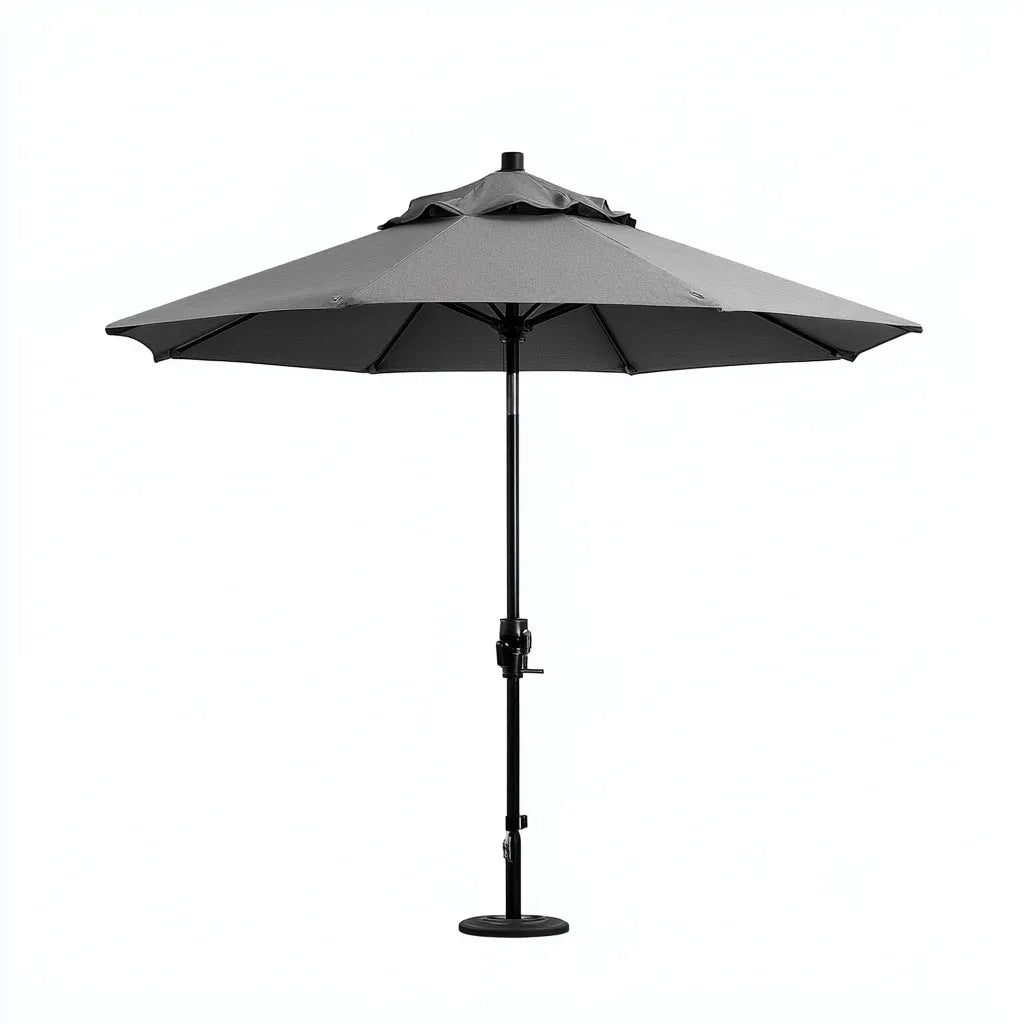 Ampio ombrellone da esterno 300×300×260 cm in tessuto grigio scuro e metallo nero - con copertura ventilata