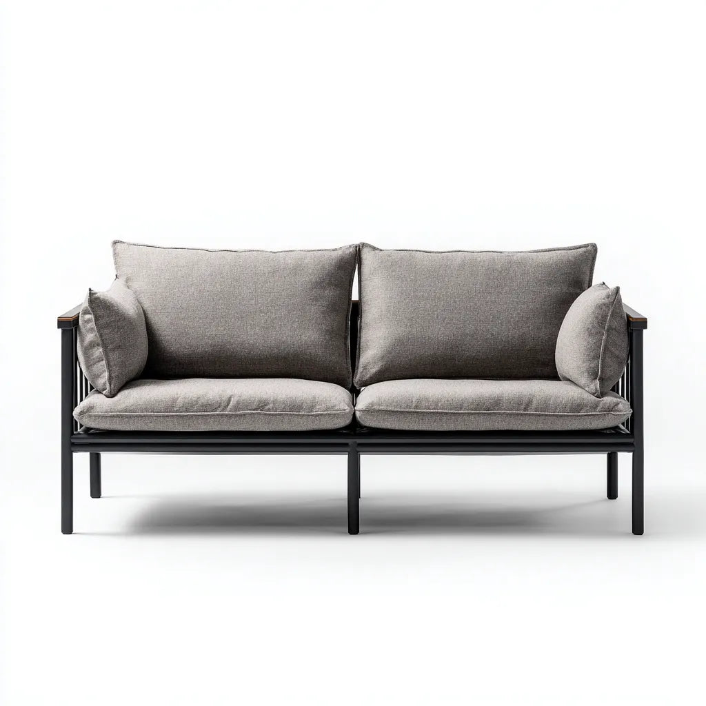 Divano da esterno 170×80×78 cm - grigio nero - seduta in tessuto con struttura essenziale per area all'aperto