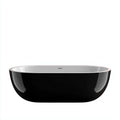 Vasca freestanding 160×75×60 cm in acrilico nero con interno bianco per bagno moderno