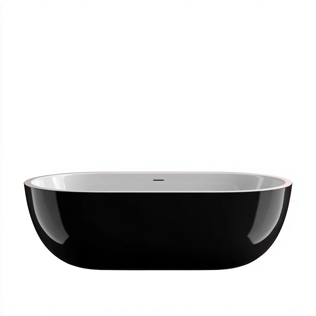 Vasca freestanding 160×75×60 cm in acrilico nero con interno bianco per bagno moderno