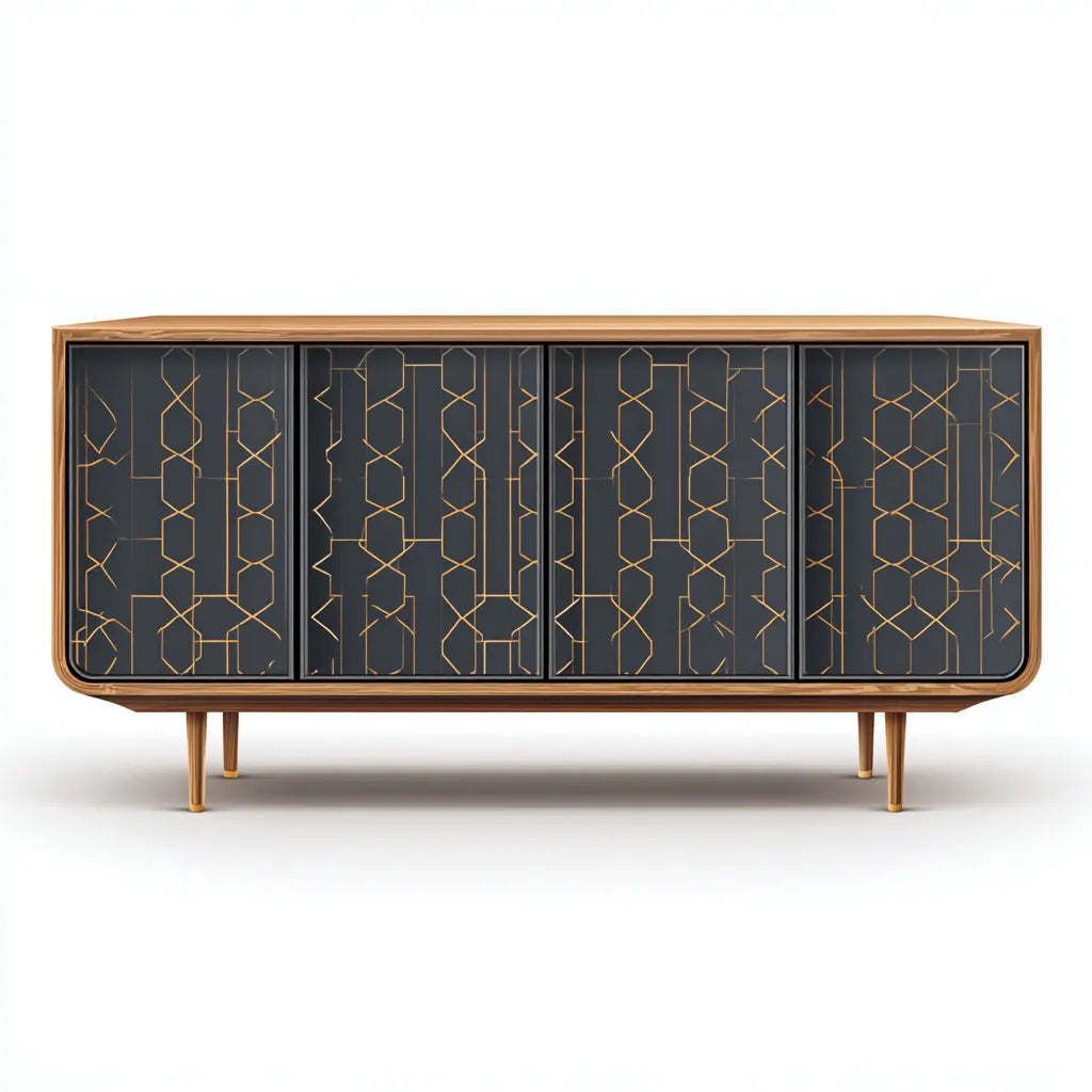 Credenza 160×42×80 cm - noce e nero - sala da pranzo - stile contemporaneo con contenimento