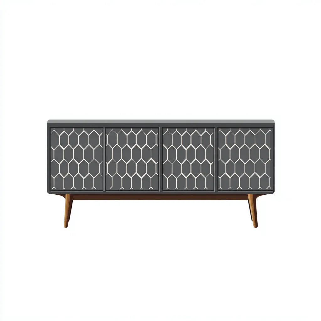 Credenza 150×40×78 cm - grigio e noce - sala da pranzo - stile moderno con contenimento