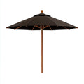 Ampio ombrellone da esterno 300×300×260 cm in tessuto marrone scuro e palo in legno stile naturale