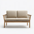 Divano da esterno 145×78×82 cm - beige e legno naturale - all'aperto - stile intrecciato per area pranzo