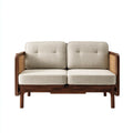 Divano da esterno 155×82×85 cm - beige e noce - all'aperto - stile naturale con struttura in legno