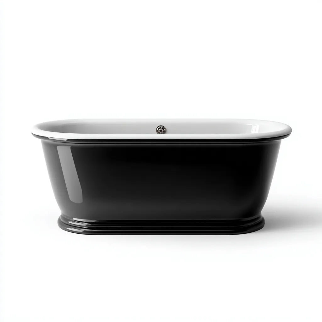 Vasca da bagno freestanding 165×78×70 cm - nero e bianco - bagno - design moderno con base integrata
