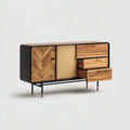 Credenza 140×42×85 cm - rovere beige e nero - sala da pranzo - stile rétro con contenimento
